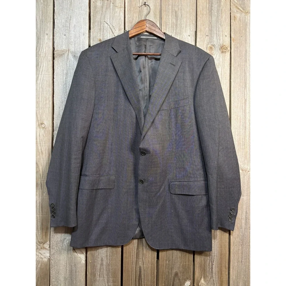 Canali Mens Grey Micro Pattern Two‎ Button Suit Jacket Blazer Made in Italy